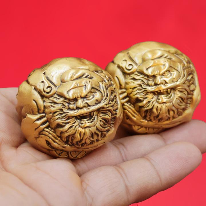 纯黄铜实心钟馗手球健身球把件解压摆件创意礼品送长辈父母礼物