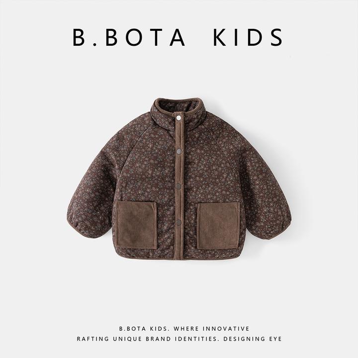 〖姐姐家〗2025冬款儿童贴布口袋挖煤棉服正反两穿老花外套-sy3502