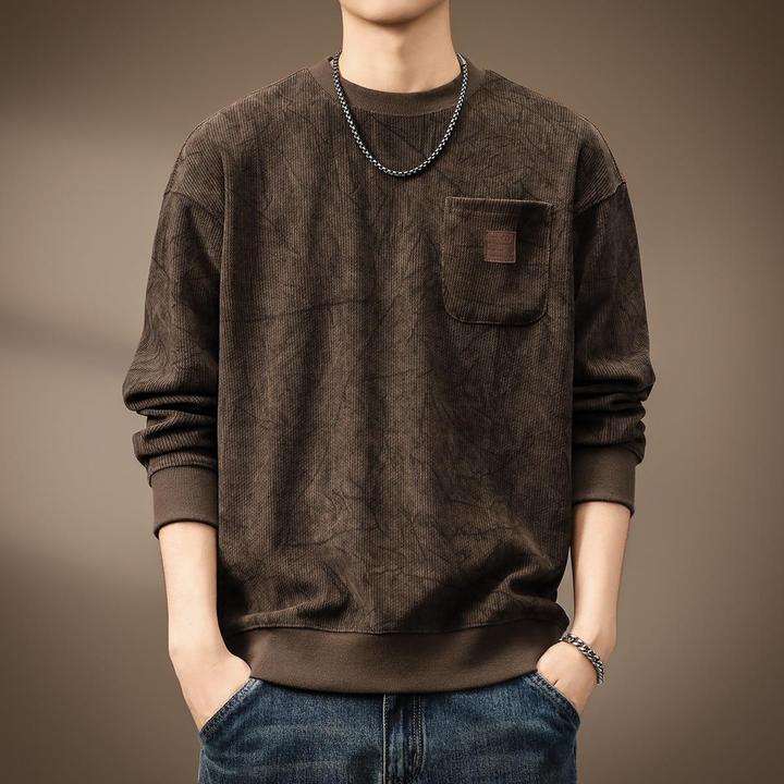 高端德澳绒400g重磅圆领卫衣男士秋季加绒印花宽松长袖T恤打底衫