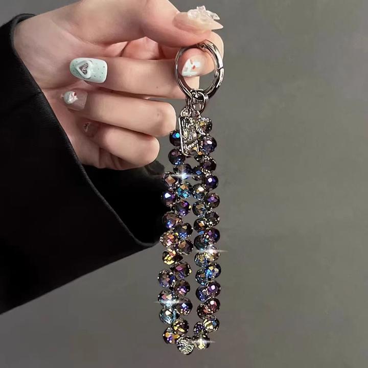 轻奢高级感水晶串珠手腕式短挂绳个性链条手机壳潮款通用包包挂链