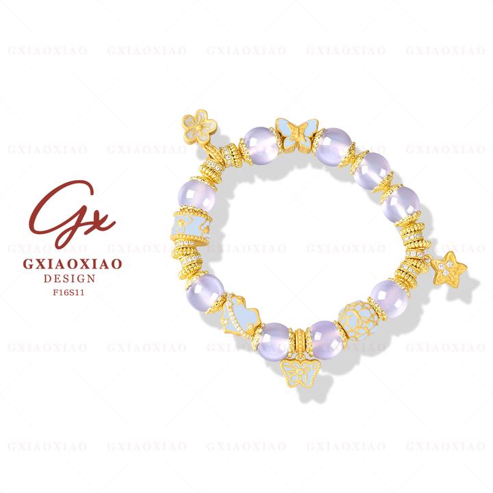 G XIAOXIAO 手链【紫霞仙子】轻奢气质夜光蝴蝶手链 F16S11新年礼物