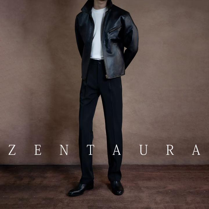 【神盐会长品牌】之南ZENTAURA丨野雅痞高定刀锋立体打褶直筒西裤