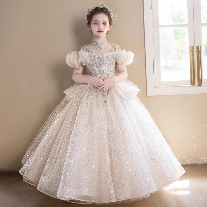 女童礼服轻奢小众高端花童婚纱小女孩生日party公主裙朗诵演出服