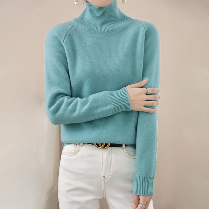 毛衣女秋冬立领打底衫女插肩厚款套头长袖打底上衣跨境毛衣女内搭