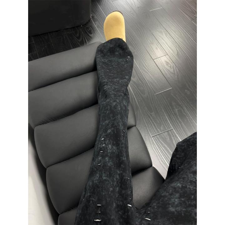 黑色陨石扎染破洞卫裤男女秋季垂感显瘦运动裤青少年高级长裤