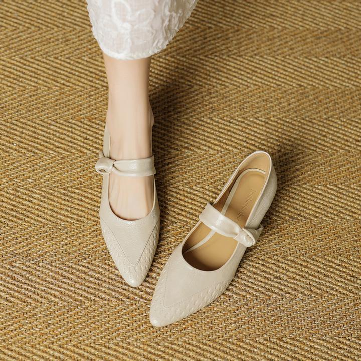 羊皮时髦女鞋浅口单鞋女真皮中跟鞋软底巨百搭玛丽珍鞋子女款