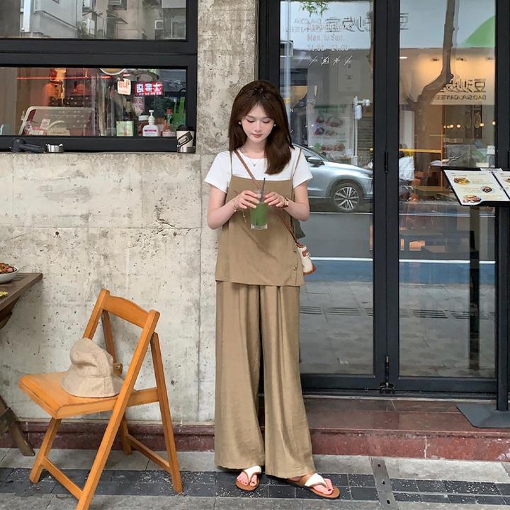 FUGUI RICH小个子【上衣+裤子】两件套吊带背心上衣出游法式套装