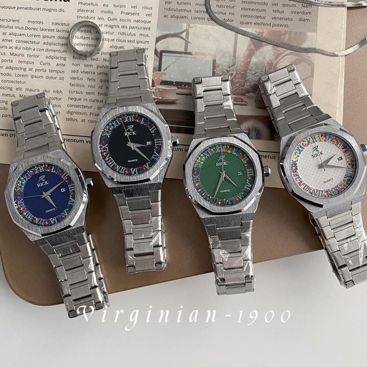 【Virginian1900】男士手表男款石英表防水罗马刻度日历潮钢带腕表
