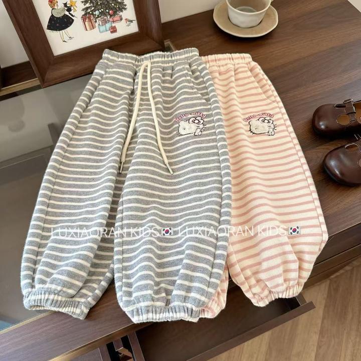 【鹿小冉】一眼千年的条纹裤卫裤～随意搭26016足码按身高不要贪大