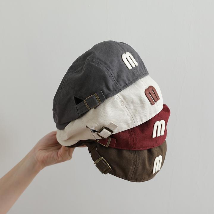 儿童防晒帽女童2025新款字母遮阳帽男童夏季宝宝贝雷帽薄款前进帽