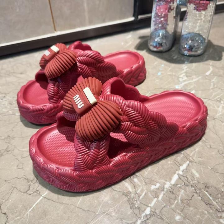 121甜美蝴蝶结4厘米厚底新款EVA拖鞋网红时尚夏季外穿