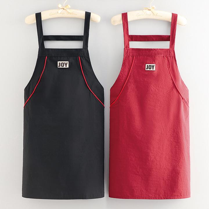 背带围裙防水厨房家用薄款做饭简约时尚无袖韩版定制logo印字围腰