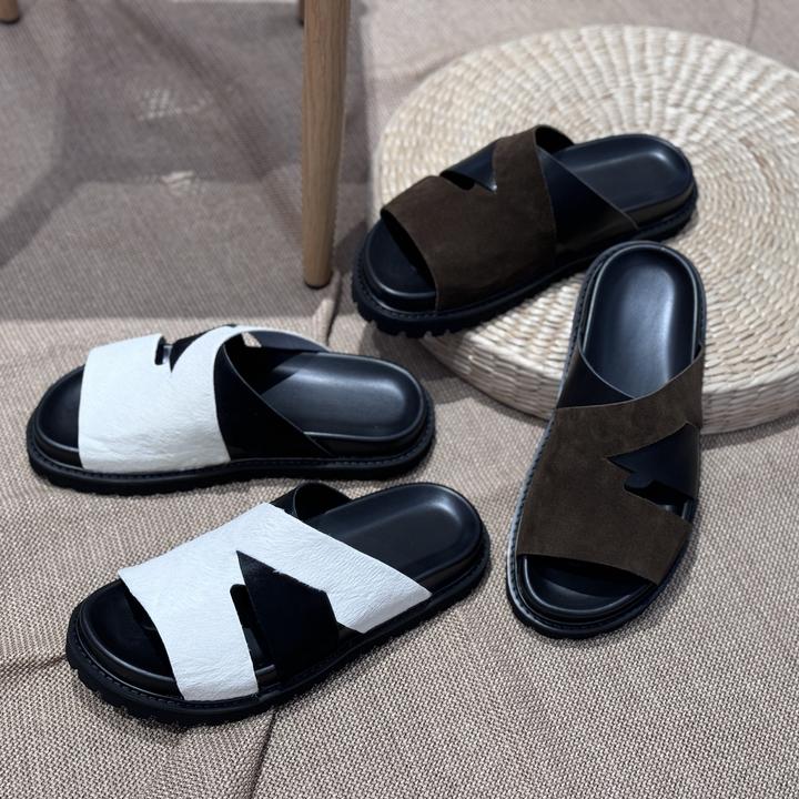 2025防滑男士外穿休闲拖鞋软皮软底休闲一脚蹬拖鞋百搭款STO-141