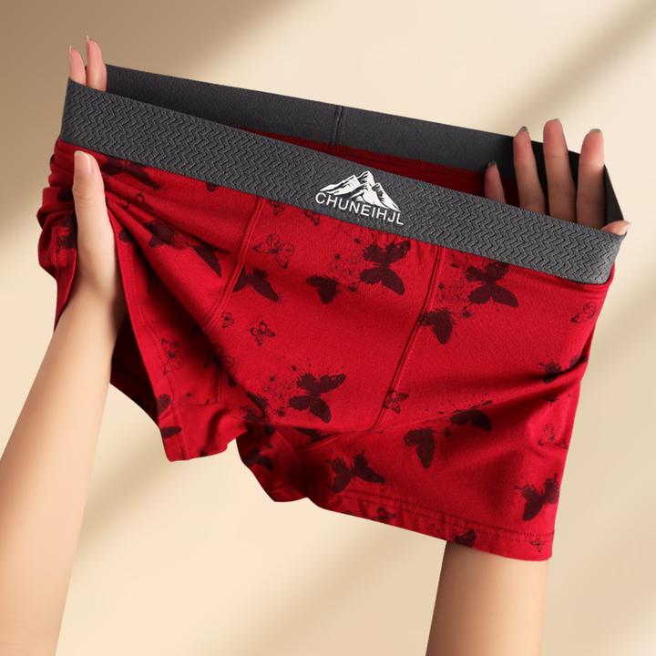 春秋新款棉感男士内裤舒适透气简约裤衩蝴蝶个性潮流舒适男平角裤