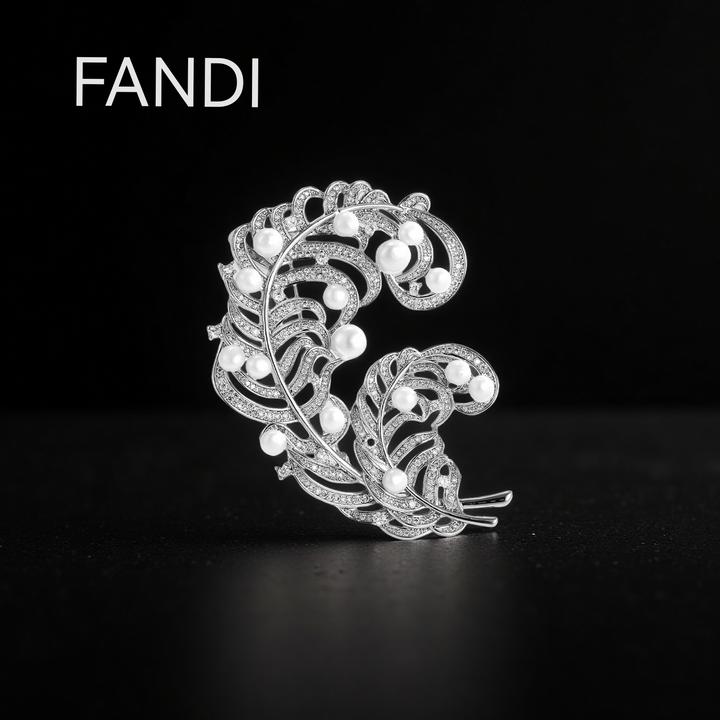 铜合金锆石胸针 胸花百搭轻奢30805羽毛胸针高档