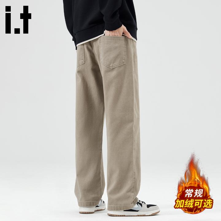 i.t:CHOCOOLATE加绒保暖休闲裤男款秋冬季美式宽松百搭舒适直筒裤