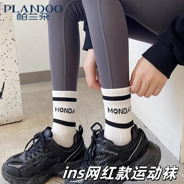 配鲨鱼裤芭比裤袜子外穿春秋中筒袜女ins潮运动长筒袜韩版网红款