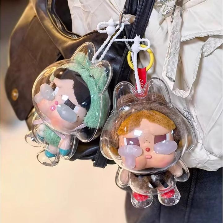 CRYBABY保护壳哭娃眼泪工厂搪胶亚克力罩娃娃盲盒手办透明遛娃包