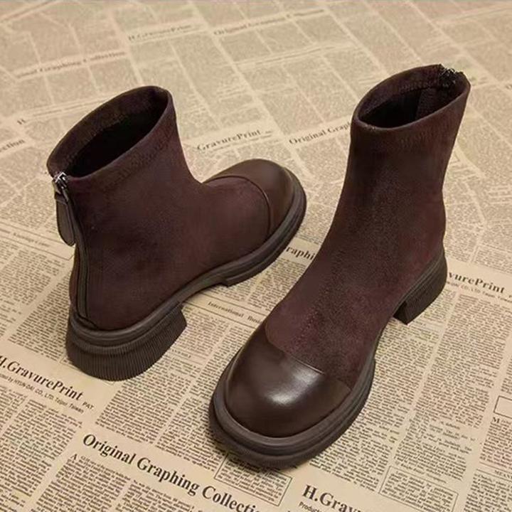 春秋中筒靴2025新款早冬季加绒女款爆超火棕色厚底秋冬瘦瘦小短靴