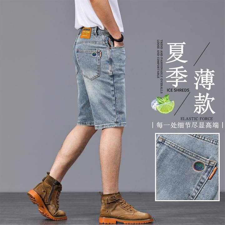 ZONGJIE香港高端牛仔短裤男款2025夏季薄款直筒休闲美式五分裤子