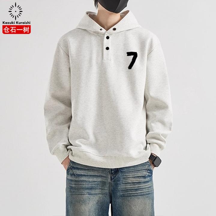 仓石一树潮流美式连帽卫衣男士秋冬季新款高档宽松休闲长袖上衣服