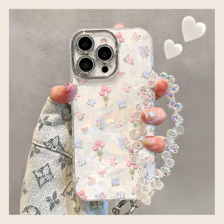 满屏碎花适用苹果17promax华为oppo小米iPhone16精孔贝壳纹手机壳