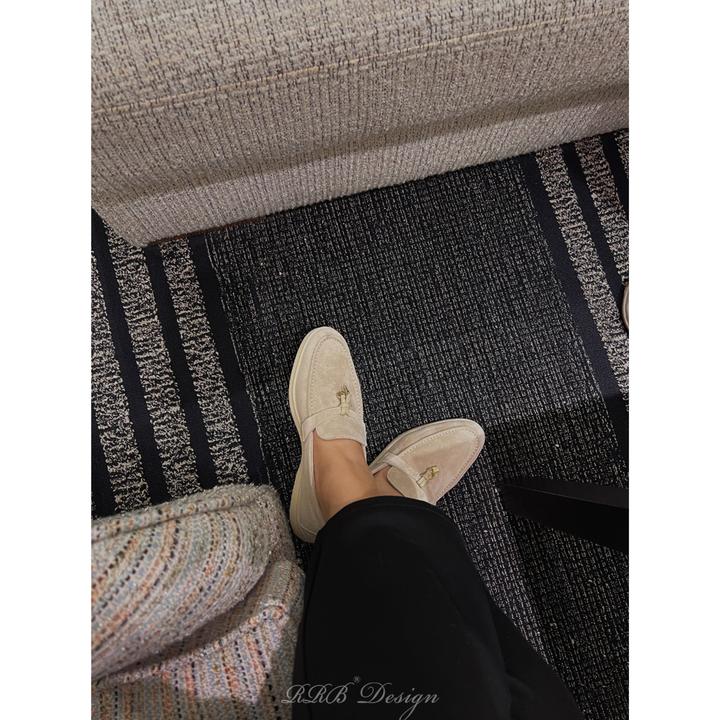 RRB Design老钱经典锁扣磨砂羊皮平底懒人乐福鞋