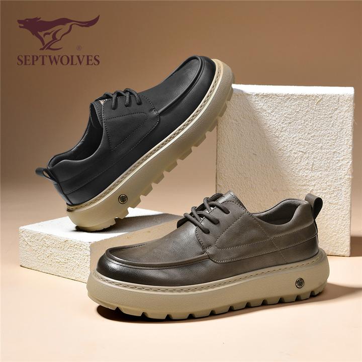 七匹狼秋季新款运动休闲鞋男鞋低帮皮鞋软底软面复古英伦风0023