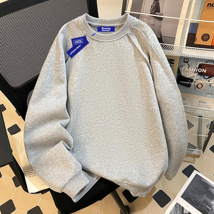 WASSUP UOSNE潮牌圆领卫衣男秋季新款cleanfit小众设计感美式外套