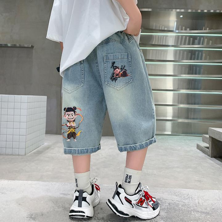 新款夏季薄款男童外穿潮裤子炸街中裤仔短裤中大童七分裤时尚