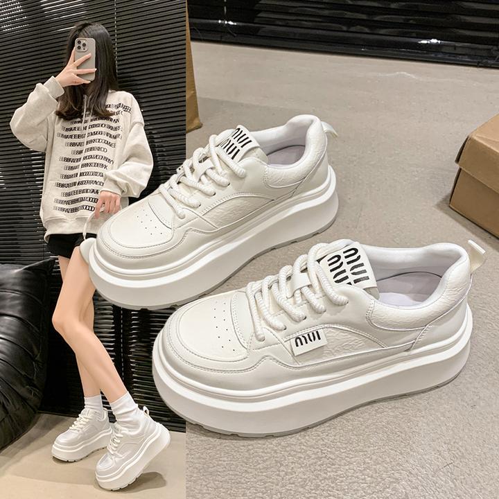 爆款厚底小白鞋女2025春季新款小个子增高松糕百搭时尚休闲鞋板鞋