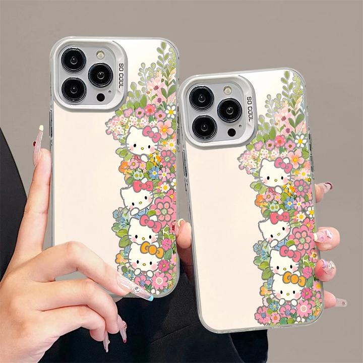 ins春天花丛凯蒂适用iphone16/15苹果手机壳14promax元气13软壳