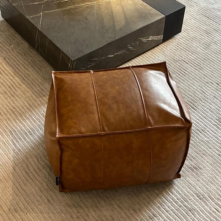 坐墩蒲团榻榻米换鞋凳皮质沙发凳方形棕色脚踏小众设计高级质感