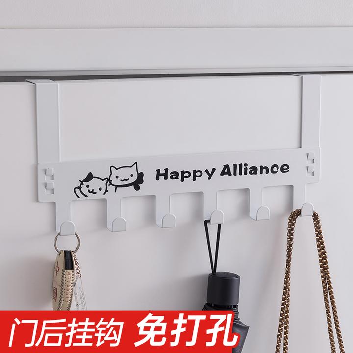 无痕门后挂钩家用免打孔卧室门上置物架壁挂创意连排挂衣架JST402