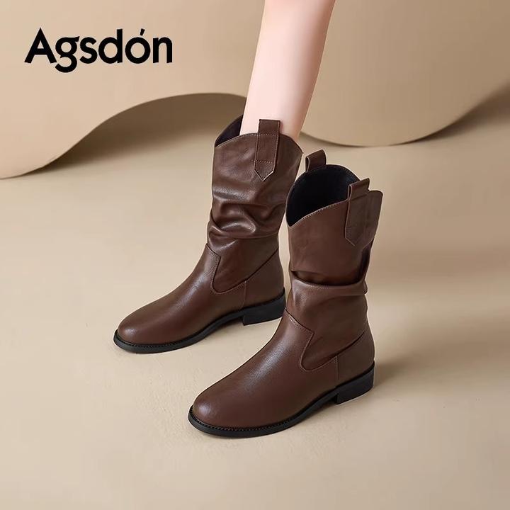 奥古狮登美拉德靴子女夏季2025新款西部牛仔靴废土风棕色骑士短靴