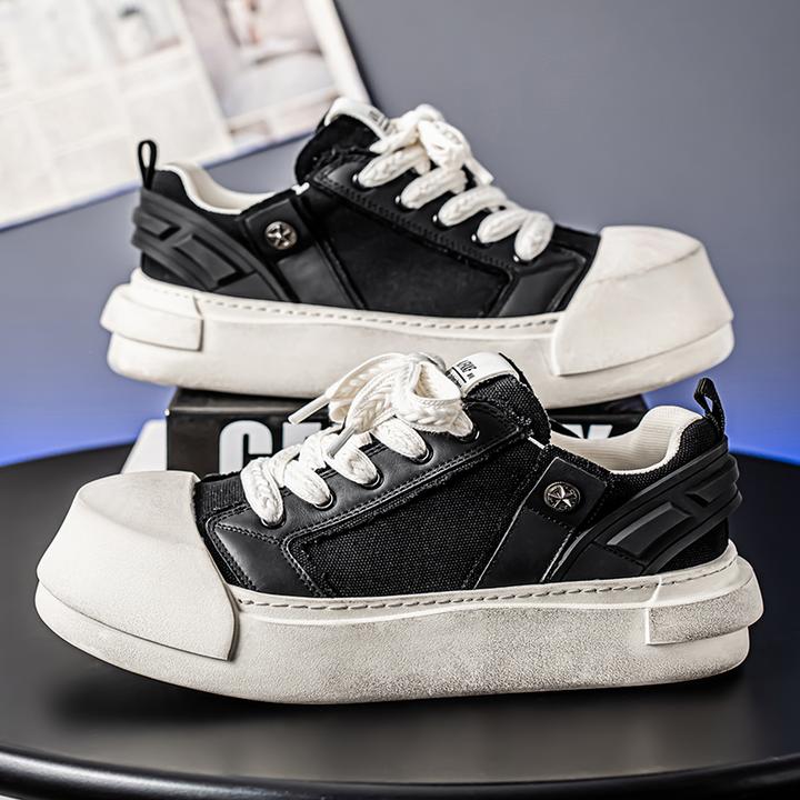 男鞋小众个性板鞋做旧休闲鞋时尚潮流德比鞋厚底帆布脏脏鞋大头鞋