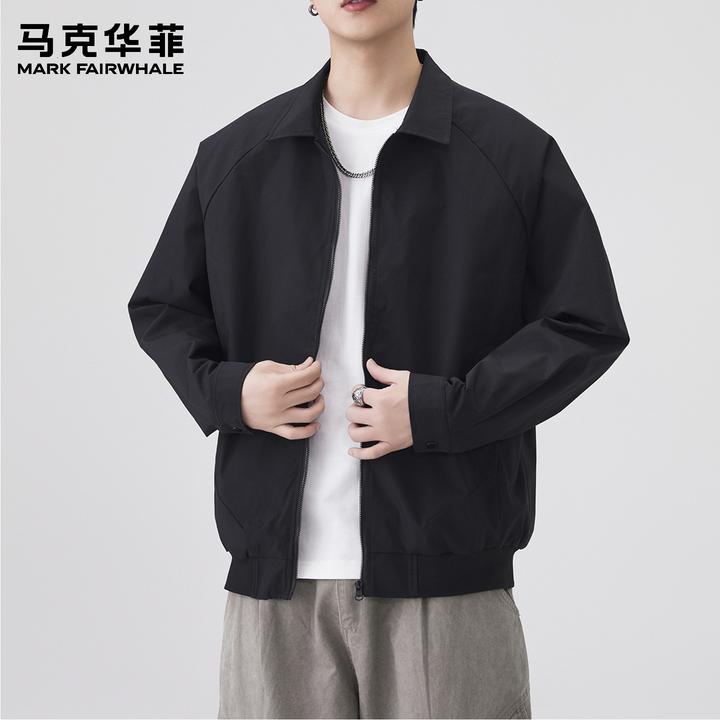 马克华菲男士黑色百搭休闲夹克秋季新流光风男士秋季行政休闲户外