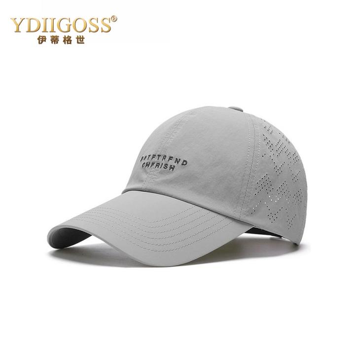 YDIIGOSS网眼帽子男款薄款透气字母刺绣防晒鸭舌帽速干休闲棒球帽