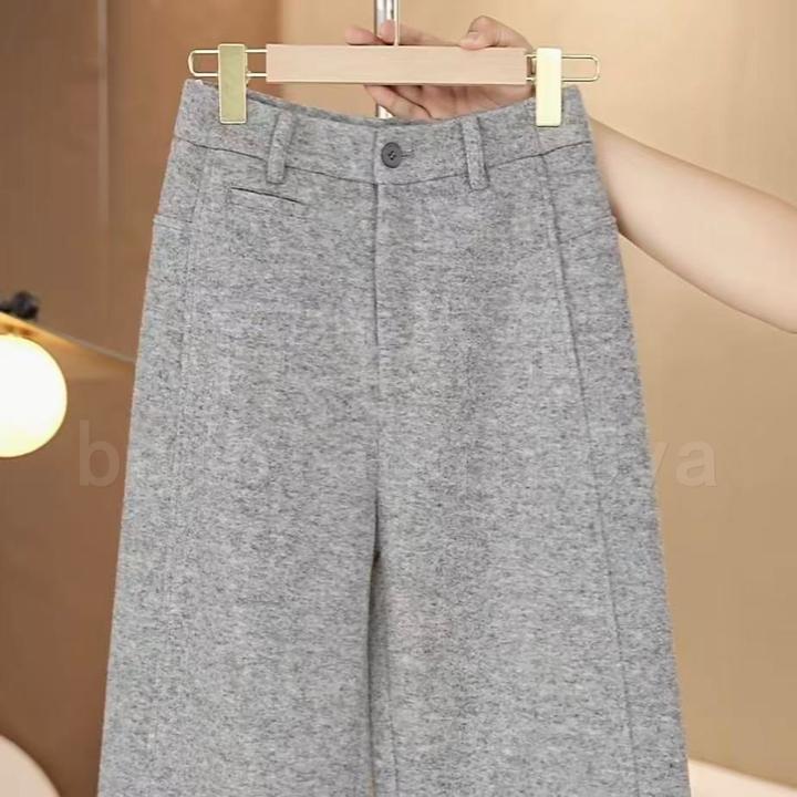 【现货当天发】乔雅正品冬季羊毛直筒窄版小阔腿裤2573