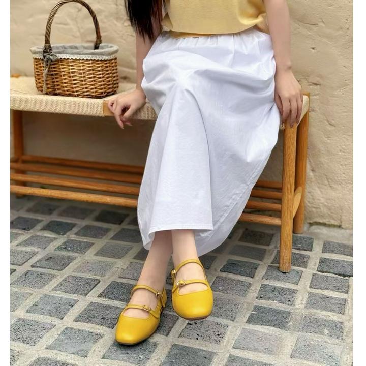 2025新法式平底玛丽珍鞋夏季防滑镂空单鞋玛丽珍粗跟皮鞋休闲997