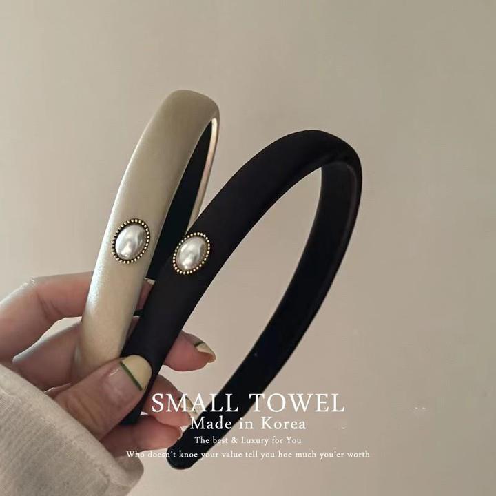 韩国法国覆古小香款珍珠缎高端发带网红发带发夹头饰