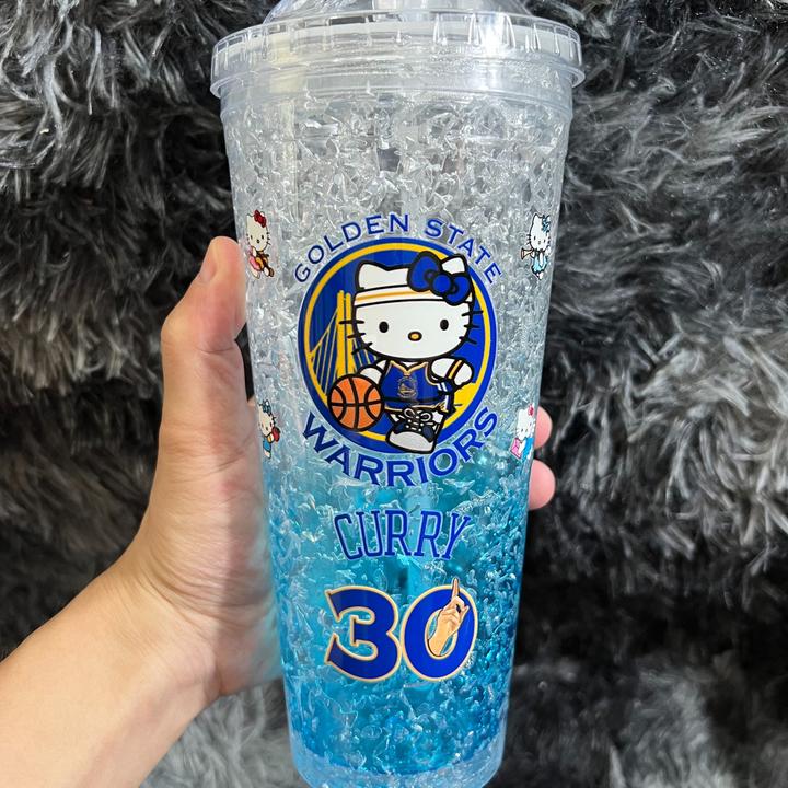 勇士库里水杯夏日双层凝胶碎碎冰吸管水杯塑料水杯球迷送礼周边