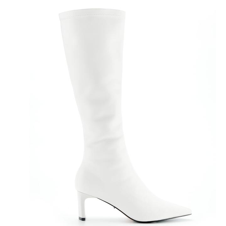 MAXRIENY25年秋冬新款女士高跟内侧拉链时尚尖头羊皮长靴长筒