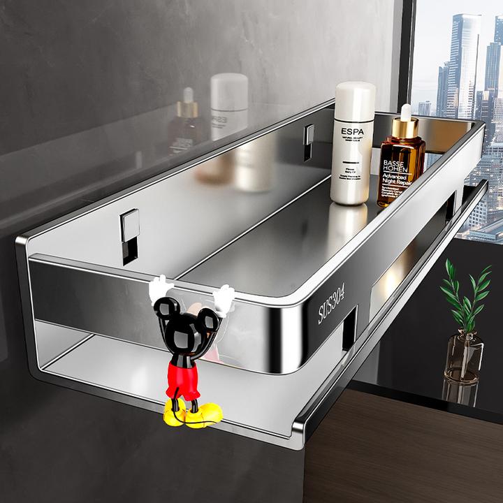 浴室厕所置物架免打孔卫生间洗漱台置物架墙上不锈钢收纳架壁挂式