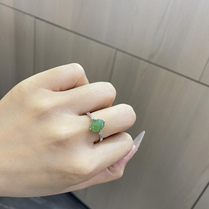 和田玉碧玉戒指圆钻绿戒 活口时尚优质精美气质高级感送朋友推荐