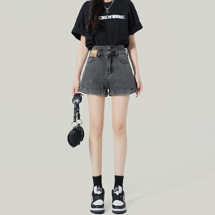 高腰卷边仔裤短裤百搭裤子牛仔夏季款薄款直筒宽松显瘦个阔腿热裤