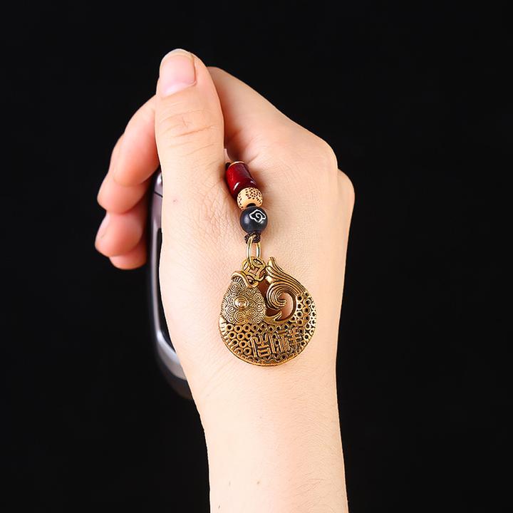 仿黄铜鲤鱼挂件合金复古钥匙扣吉祥富贵鱼汽车钥匙扣挂件吊坠挂饰