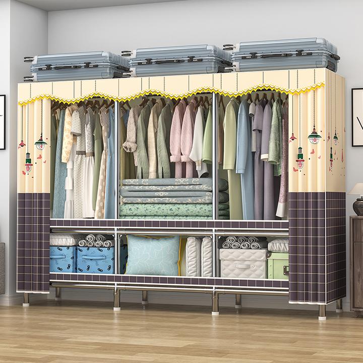 简易衣柜家用卧室出租房专用收纳整理衣服柜钢管加粗加厚结实耐用