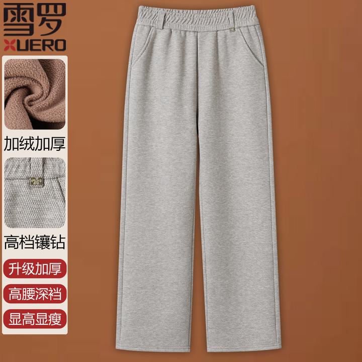 品牌妈妈休闲裤外穿冬高腰新款50岁60中老年人加厚直筒长裤女高贵