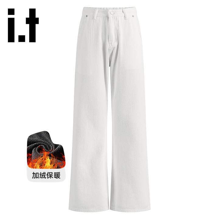 it:CHOCOOLATE高个子冬季加绒加长简约纯色牛仔裤男士新款直筒裤